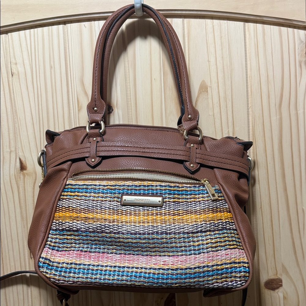 Rosetti Tan and Multicolor Shoulder Bag
